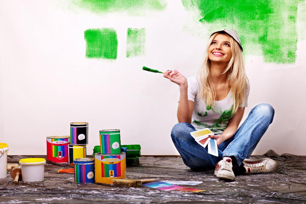 People Young Single Woman Painting Samples